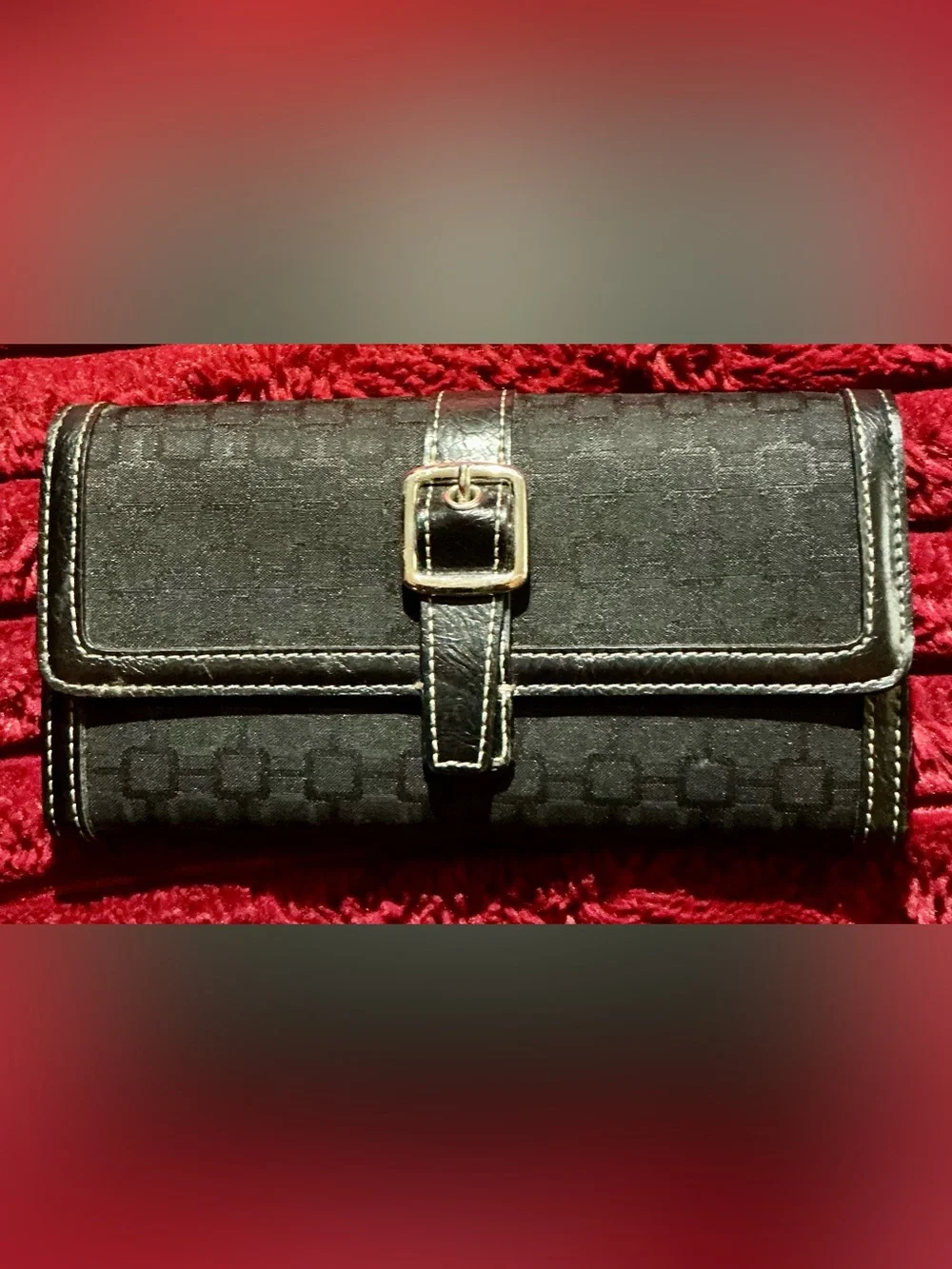 Woman’s Black Buckle-Strap Clutch Wallet
